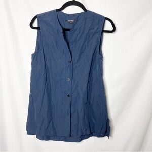 Kal Rieman Button Down Sleeveless Top in Navy